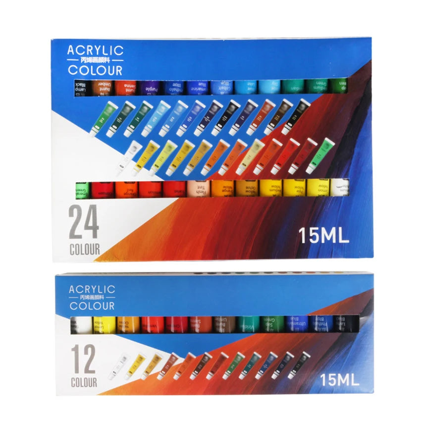 Juego de pinturas acrílicas de 15ML, 12/24 colores, pigmento para tela, ropa, uñas, vidrio, dibujo