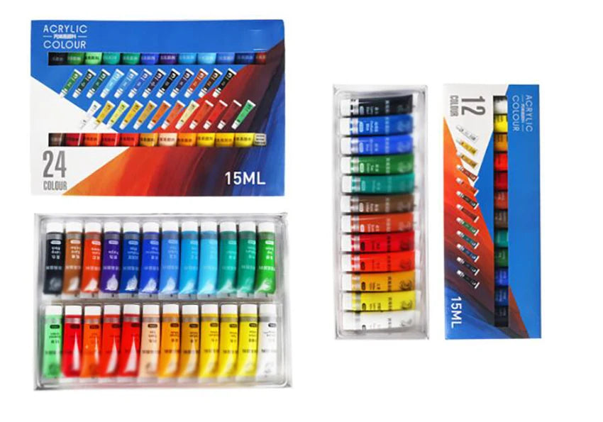 Juego de pinturas acrílicas de 15ML, 12/24 colores, pigmento para tela, ropa, uñas, vidrio, dibujo