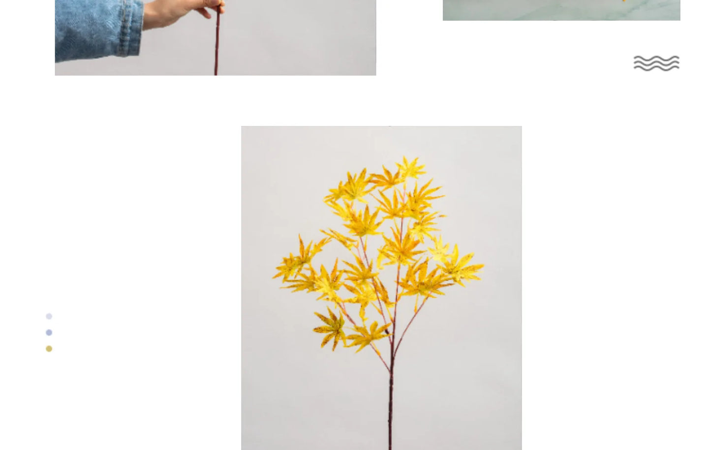 Planta de simulación de hoja de arce, 4 ramas, decoración