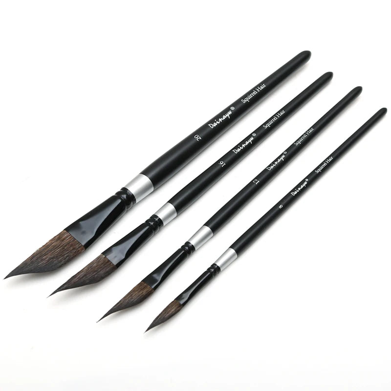 Pincel de acuarela de pelo de ardilla, pinceles de pintura artística tipo daga para hojas, hierba, pelo, ondas, dibujo de flores