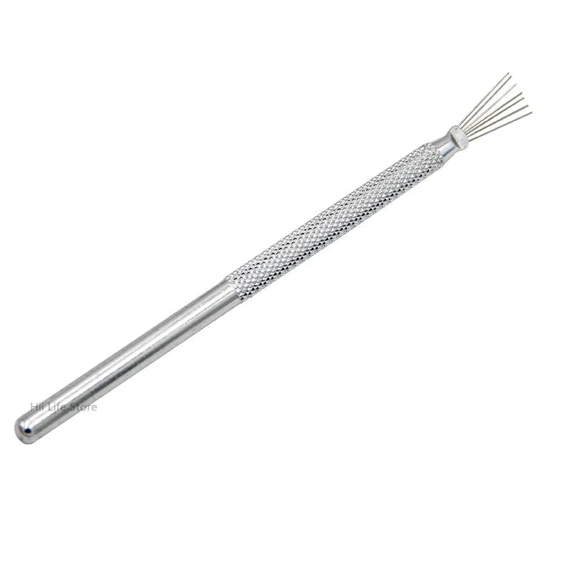 Cepillo de acero de siete púas y aguja de metal, herramienta de modelado, ultraligera
