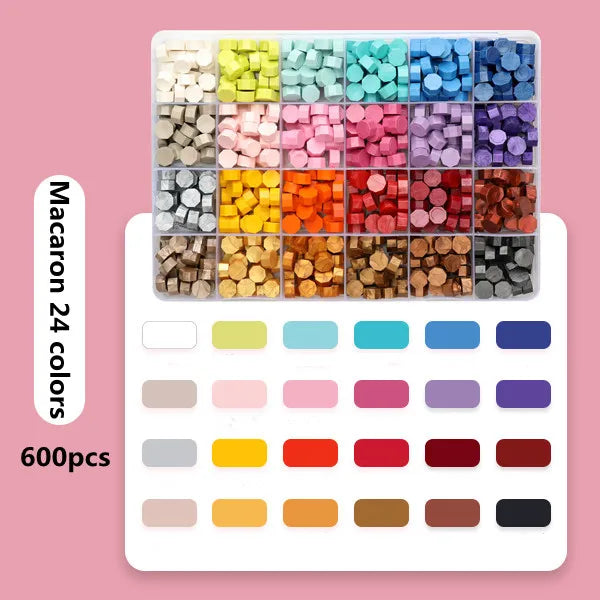 Cera lacre octogonal multicolor en caja, cera para sellado