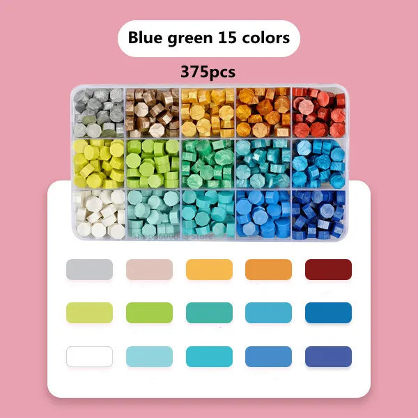 Cera lacre octogonal multicolor en caja, cera para sellado