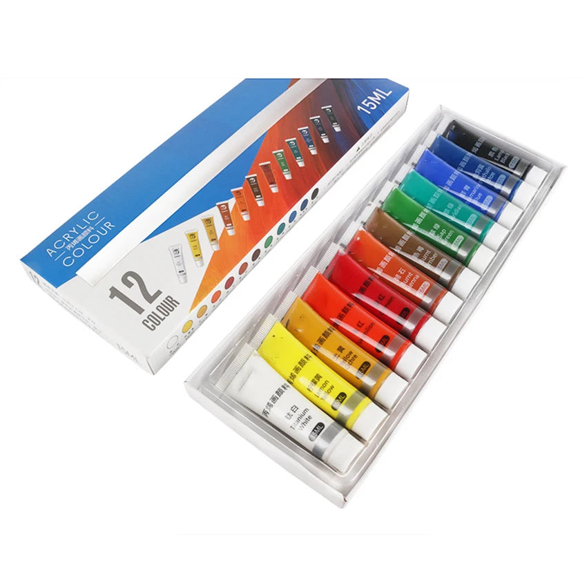 Juego de pinturas acrílicas de 15ML, 12/24 colores, pigmento para tela, ropa, uñas, vidrio, dibujo
