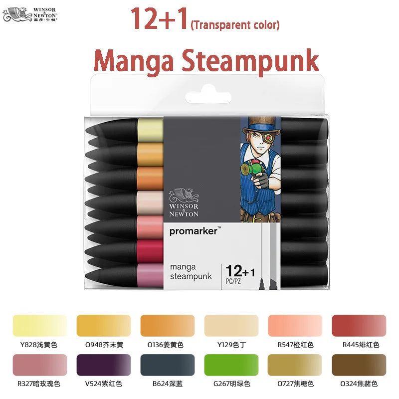 WINSOR & NEWTON Promarker, juego de 6/12(+1) colores, plumones a base de Alcohol de punta doble, rotulador profesional de diseño para artistas
