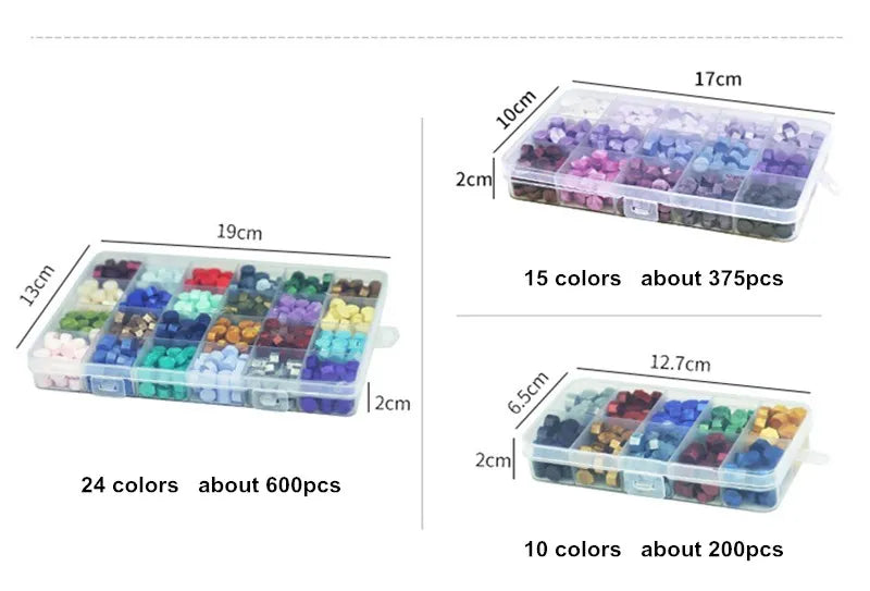 Cera lacre octogonal multicolor en caja, cera para sellado