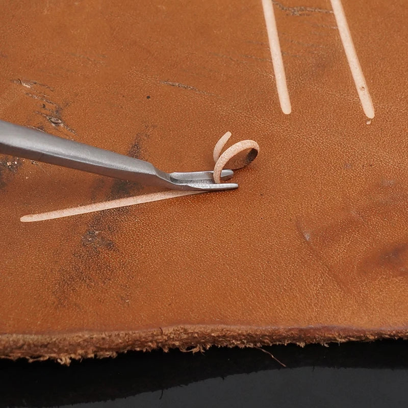 Herramientas de recorte de cuero de acero inoxidable, 2 piezas, zanjadora de bordes, herramienta práctica de artesanía de cuero, forma de U V, herramientas para esquilar