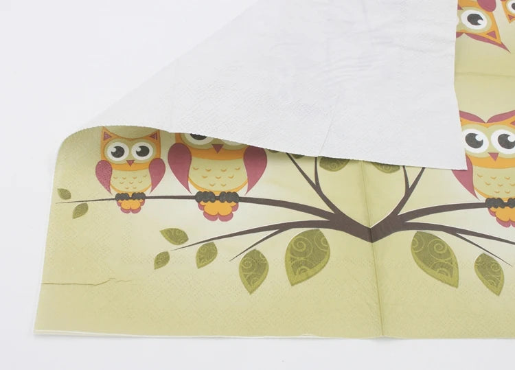 Servilletas de papel impreso, búho, servilletas de papel para decoración de fiesta, artesanía de Decoupage, 33x33cm, 1 paquete