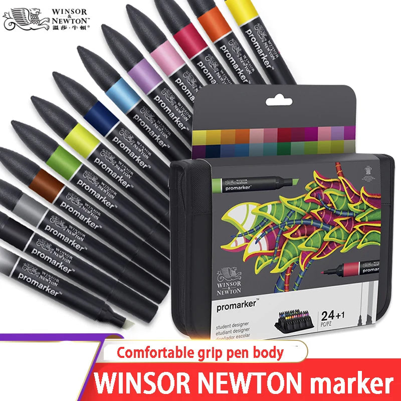 WINSOR & NEWTON Promarker, juego de 6/12(+1) colores, plumones a base de Alcohol de punta doble, rotulador profesional de diseño para artistas