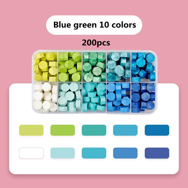 Cera lacre octogonal multicolor en caja, cera para sellado