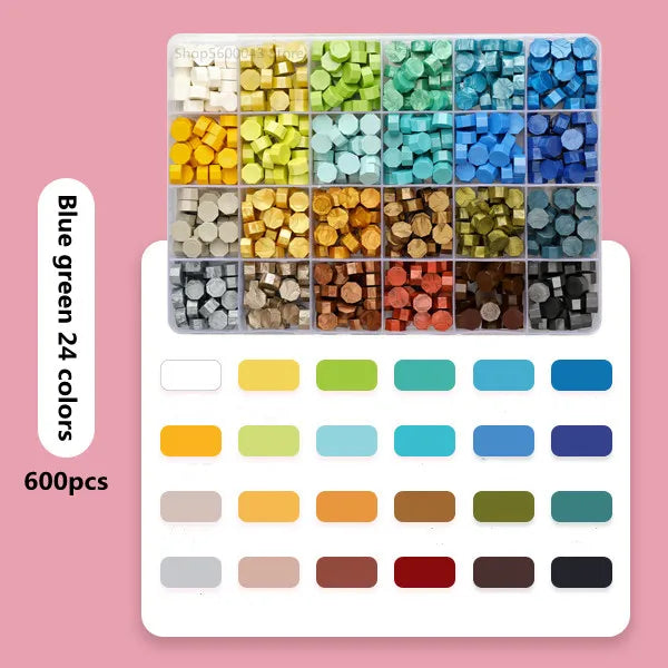 Cera lacre octogonal multicolor en caja, cera para sellado