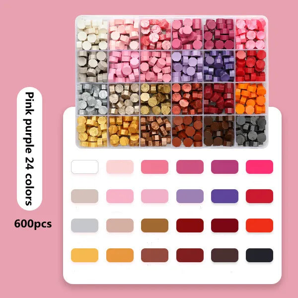 Cera lacre octogonal multicolor en caja, cera para sellado