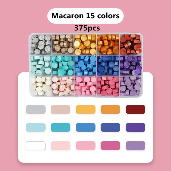 Cera lacre octogonal multicolor en caja, cera para sellado