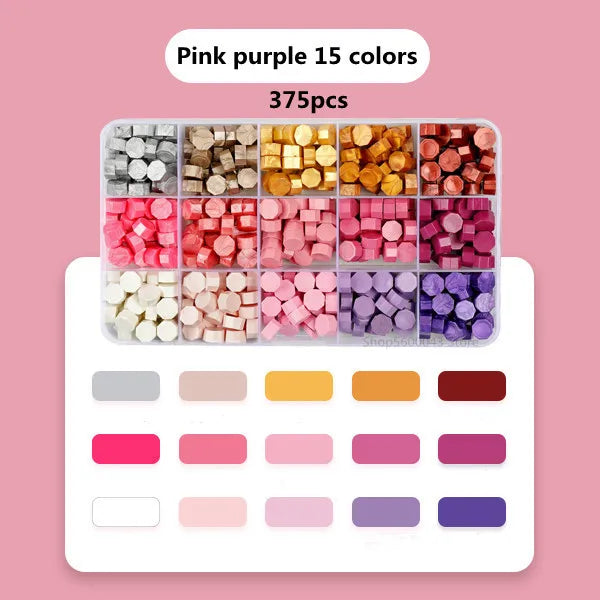 Cera lacre octogonal multicolor en caja, cera para sellado