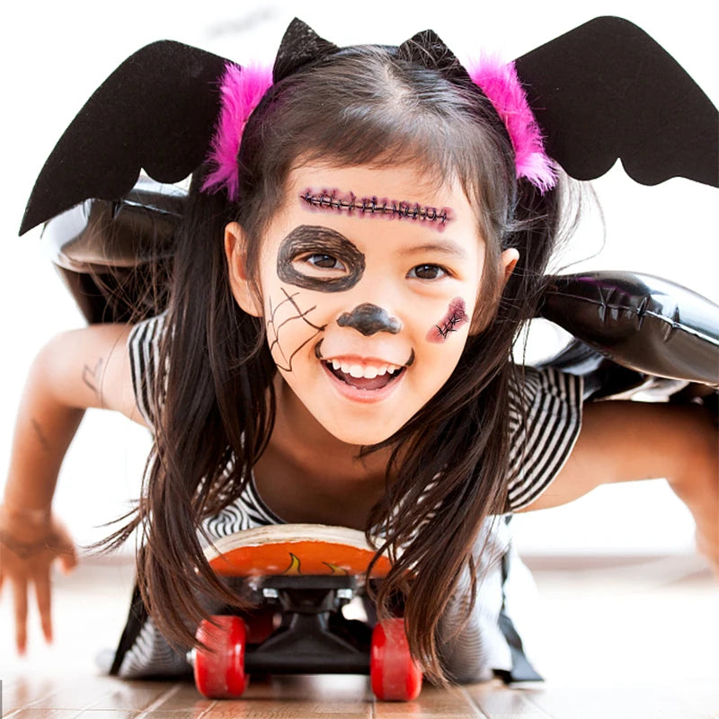 Tatuajes de cicatrices de zombis para Halloween, maquillaje sangriento falso, decoración de Halloween, pegatinas de tatuaje para lesiones de sangre aterradoras