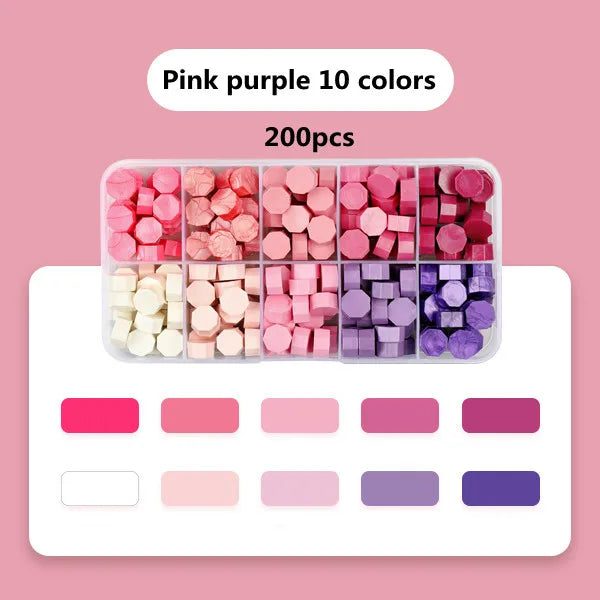 Cera lacre octogonal multicolor en caja, cera para sellado