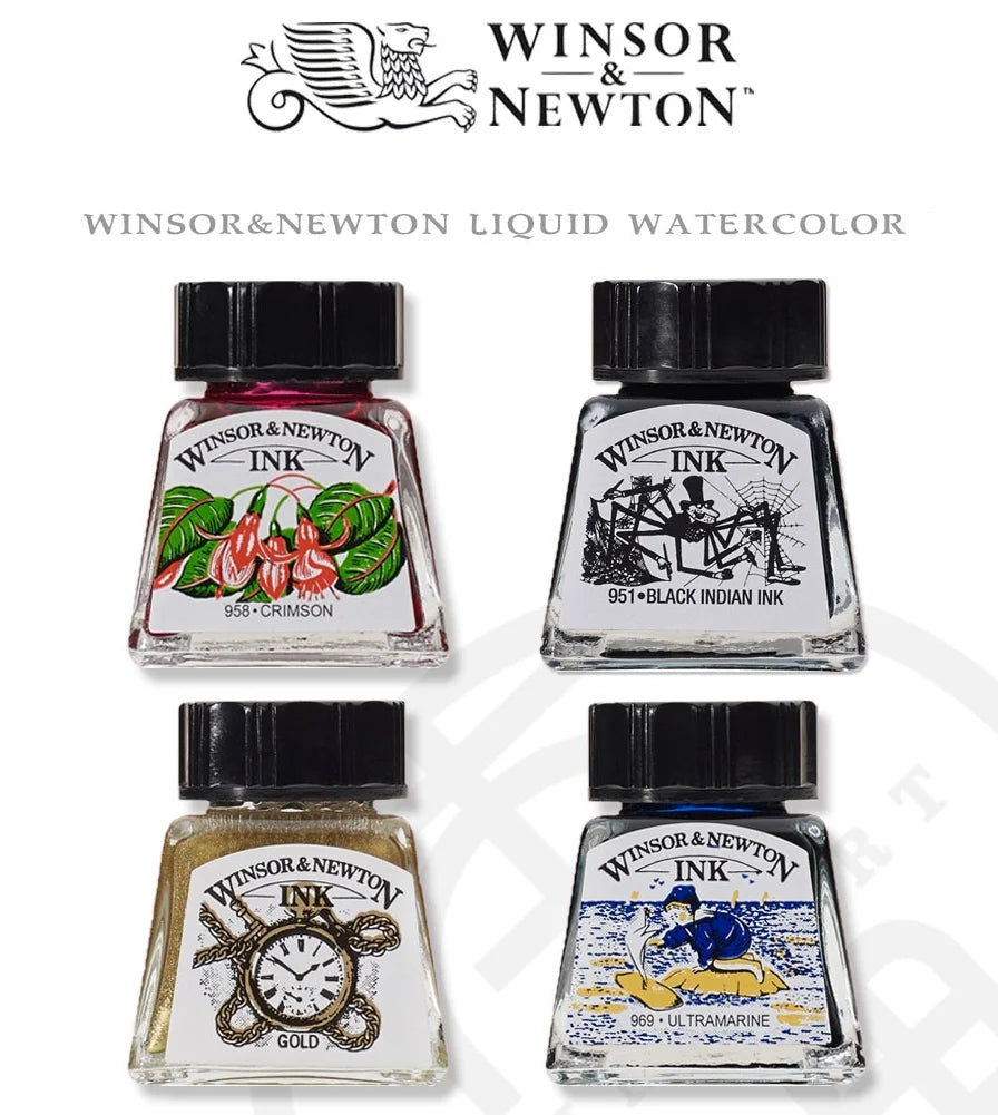 Tinta líquida británica WINSOR & NEWTON, impermeable, pintura de caligrafía, tinta de color