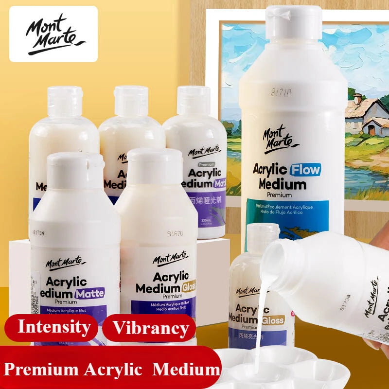 Mont Marte, acrílico Premium, textura media/de limpieza, Gesso/mate medio/brillo, acrílico profesional medio, 1 ud.
