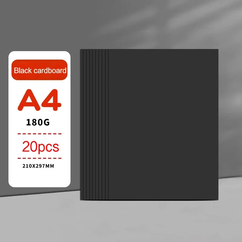 Papel de cartón negro grueso de 180/230/300gsm, papel A4/A5, 20-100 Uds., papel para bocetos de dibujo a mano