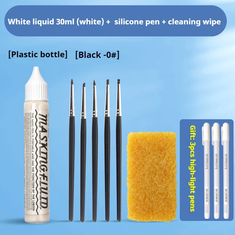 Tinta de enmascaramiento para acuarela, botella de Gel blanco líquido, tubo de aguja, pintura líquida blanca de acuarela