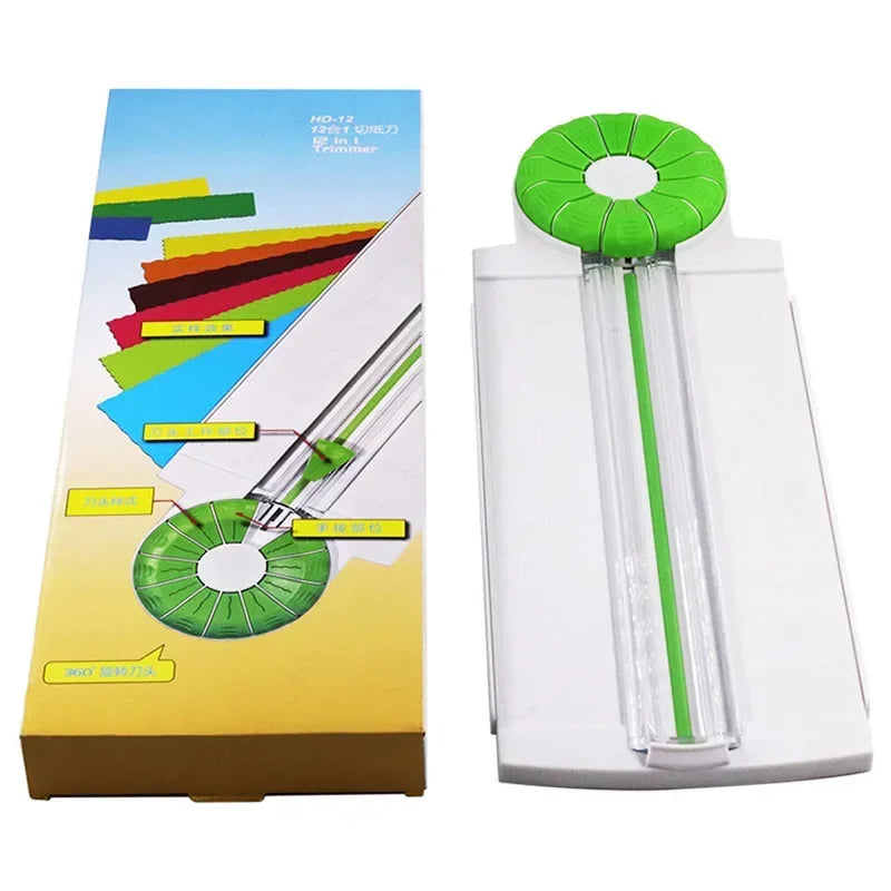 Máquina plegadora y cortadora de papel multifunción, cabezal cortador giratorio de 360 grados, 12 tipos de bordes para herramientas de arte de tarjetas de corte manual