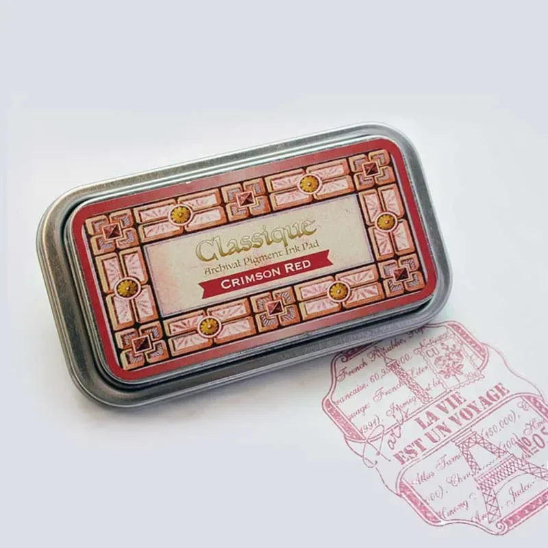Almohadillas de tinta japonesas Classique, tinta aceitosa de Color Retro, almohadilla de tinta de secado rápido, sello de caja de Metal resistente al agua, 12 colores disponibles, 1 ud.