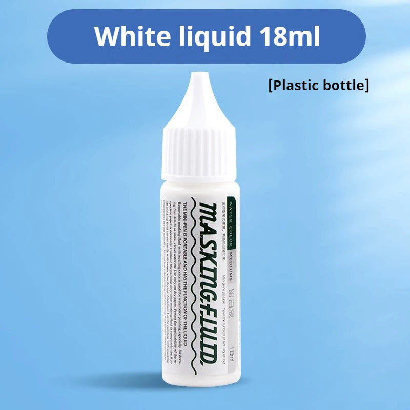 Tinta de enmascaramiento para acuarela, botella de Gel blanco líquido, tubo de aguja, pintura líquida blanca de acuarela