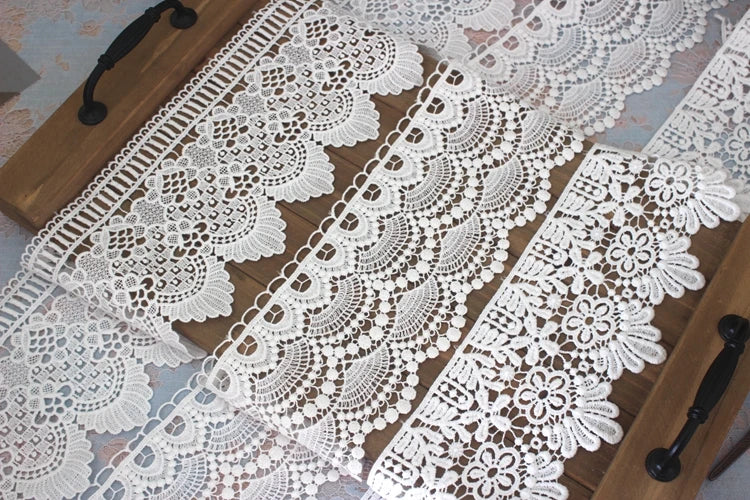 Cintas de encaje bordado de algodón blanco, 2 yardas (1,80 mts a aprox.)
