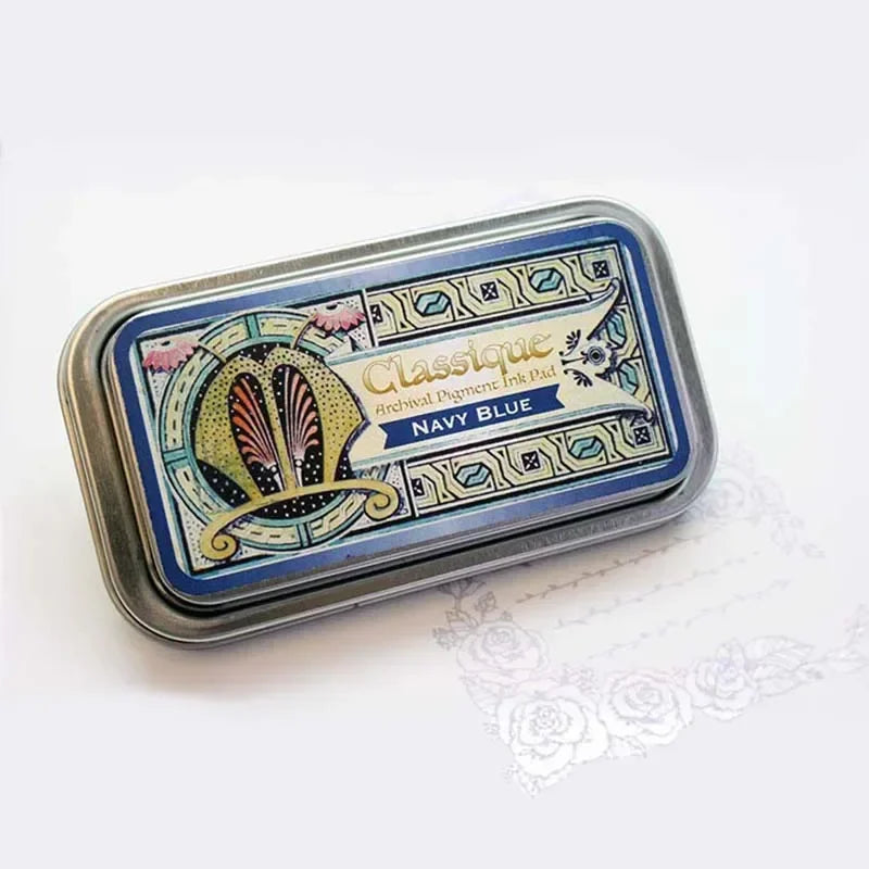 Almohadillas de tinta japonesas Classique, tinta aceitosa de Color Retro, almohadilla de tinta de secado rápido, sello de caja de Metal resistente al agua, 12 colores disponibles, 1 ud.