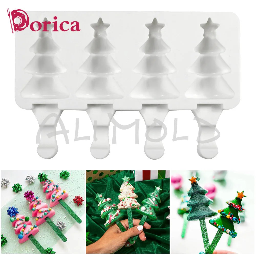 Molde de silicona para helado, herramienta reutilizable para Mousse, Chocolate, congelador, bandeja, 4 celdas