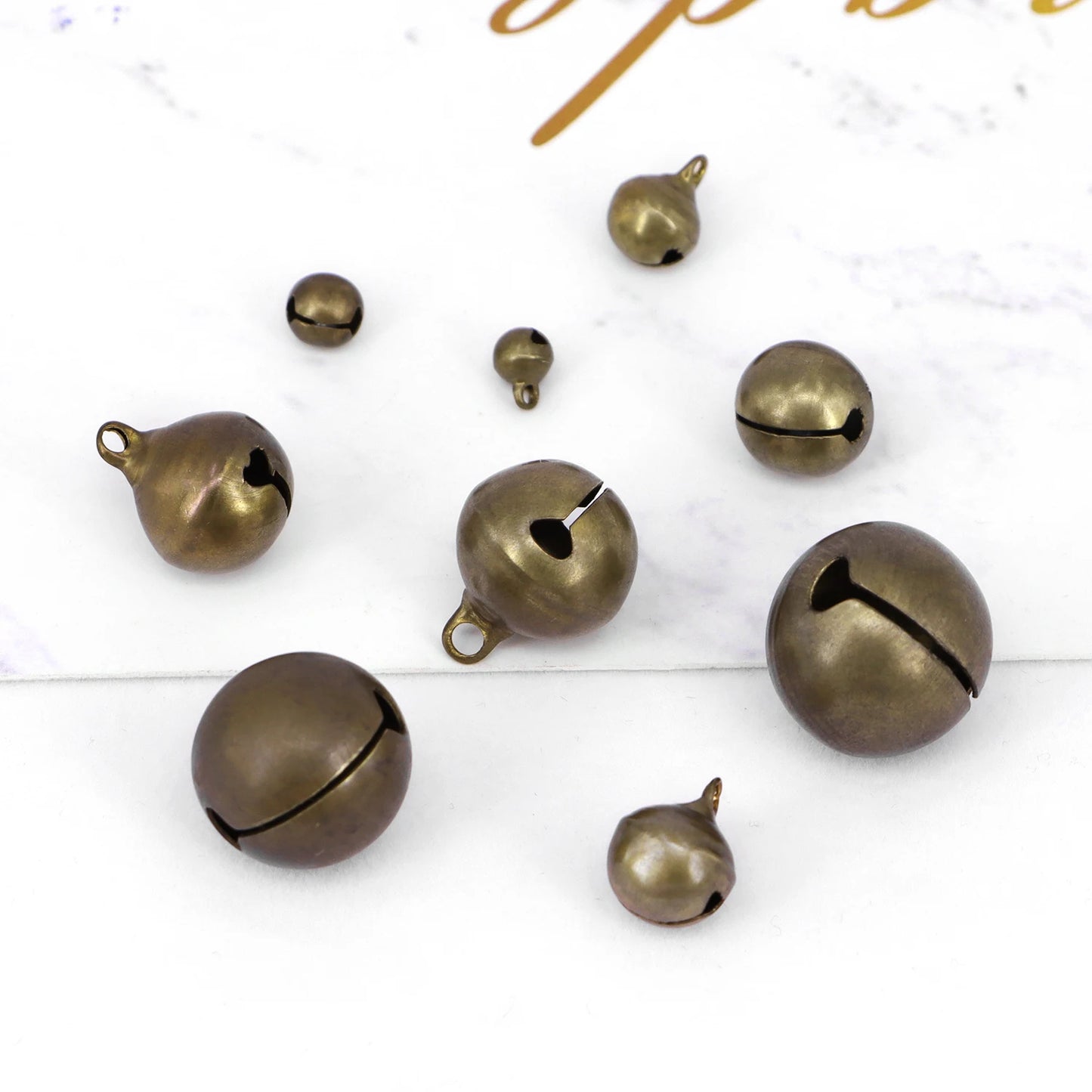 Campanas de bronce pequeñas de cobre, cuentas sueltas, accesorios para hacer a mano, joyería