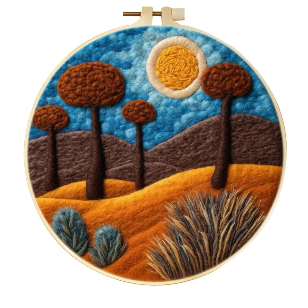 Kit de fieltro con diseño de paisaje, herramientas completas de fieltro con aguja