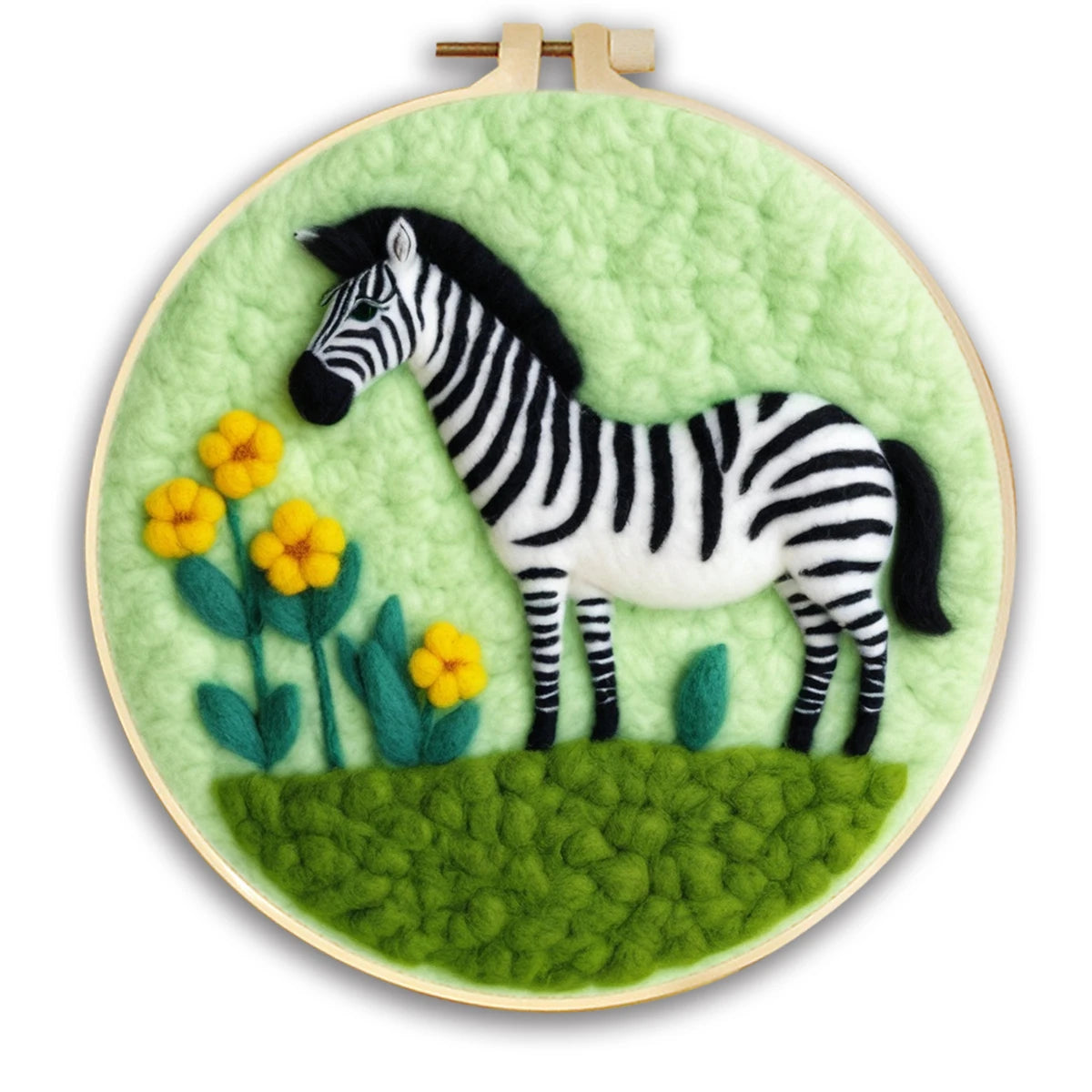 Fieltro de lana, cebra, oveja, elefante, pintura de fieltro de aguja para adultos, Kits de fieltro de lana