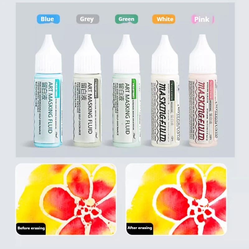 Tinta de enmascaramiento para acuarela, botella de Gel blanco líquido, tubo de aguja, pintura líquida blanca de acuarela