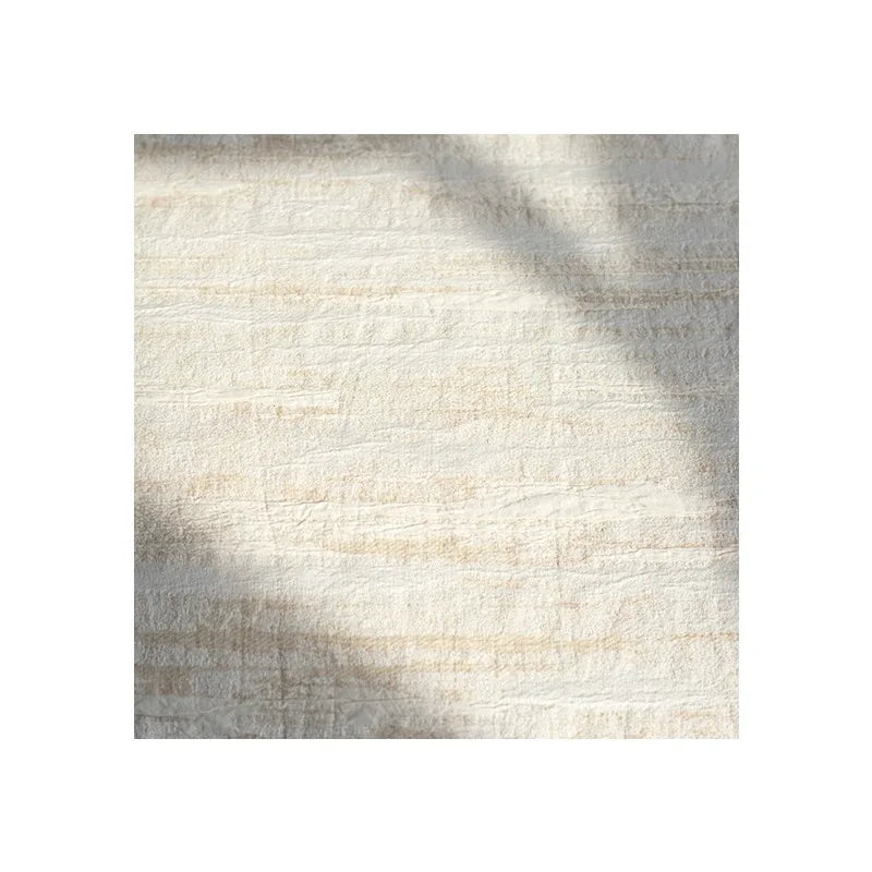 Tela de mezcla de lino y algodón blanco con textura plisada Jacquard antiarrugas