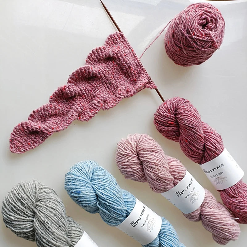 Lana de Lotus Alpaca Tweed, lana merina, nailon mezclado, para tejido a mano, ganchillo, 1*50g