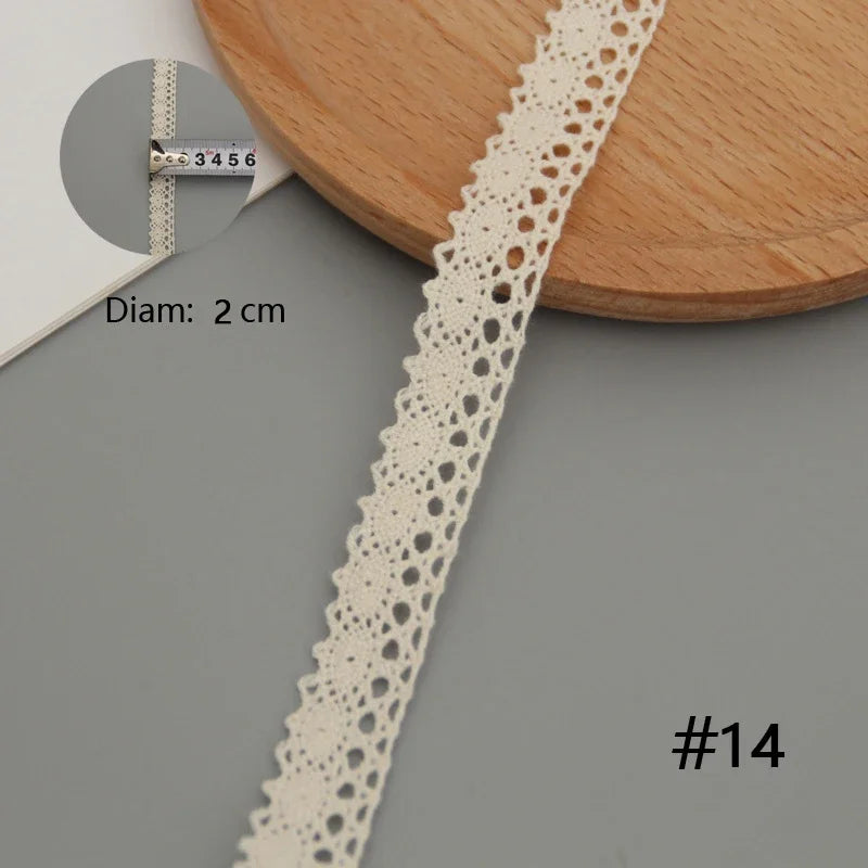 Cinta de encaje de algodón para costura, accesorio de 5M para costura color Beige.