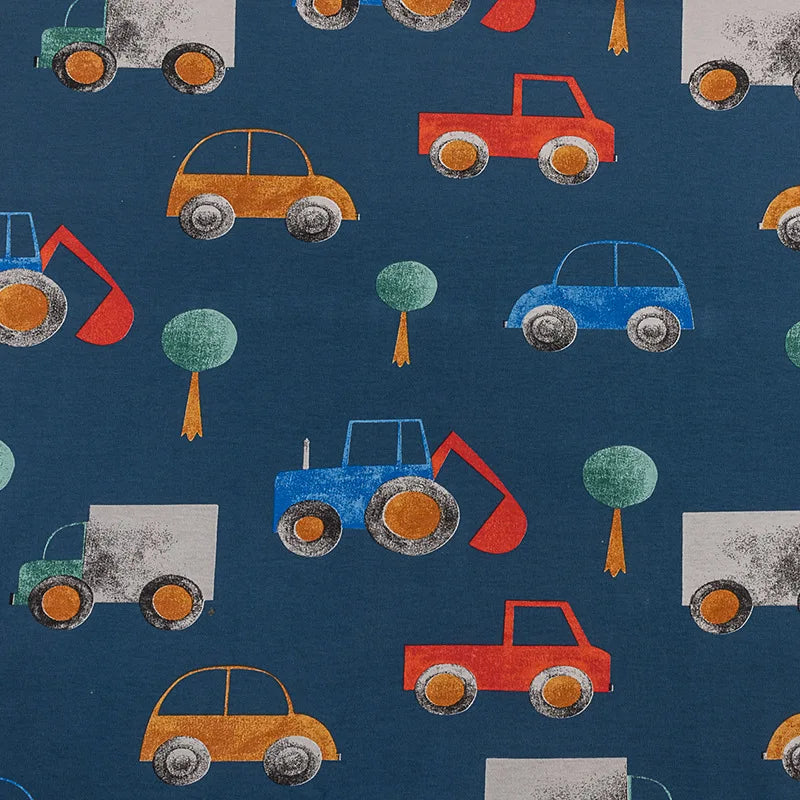 Tela de Jersey para niños de 180x50cm, tela de punto de algodón peinado con estampado de dibujos animados