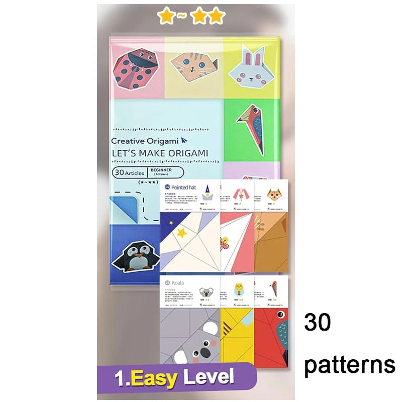 Kit de Origami, 30/96 hojas, libro guía artesanal de papel de Origami para principiantes
