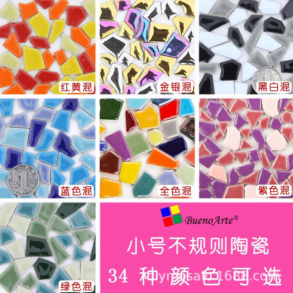 200g a granel, pequeño fragmento de piedra libre de cerámica, mosaico manual esmaltado Irregular azulejo de cerámica arte, manualidades