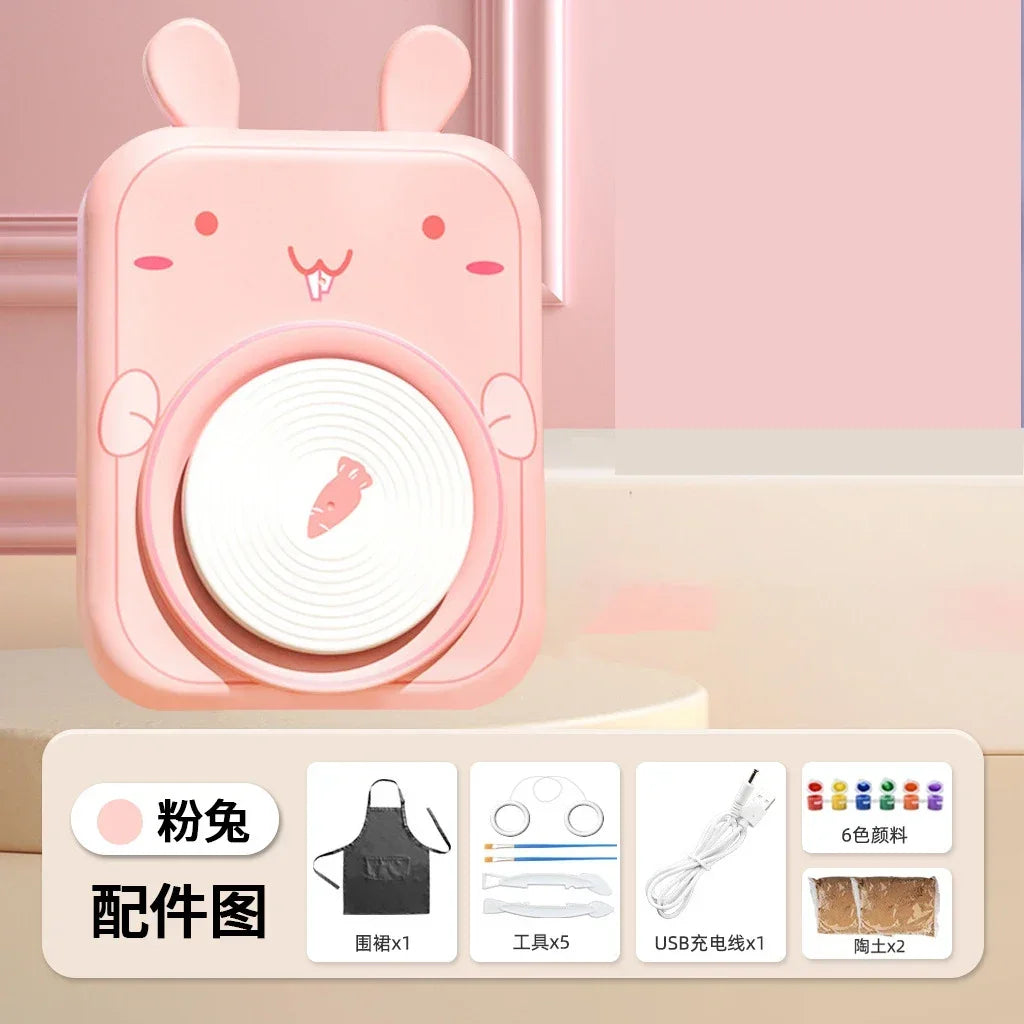 Mini rueda de cerámica, máquina eléctrica de cerámica, plato giratorio de arcilla para niños, máquina de moldeo de cerámica