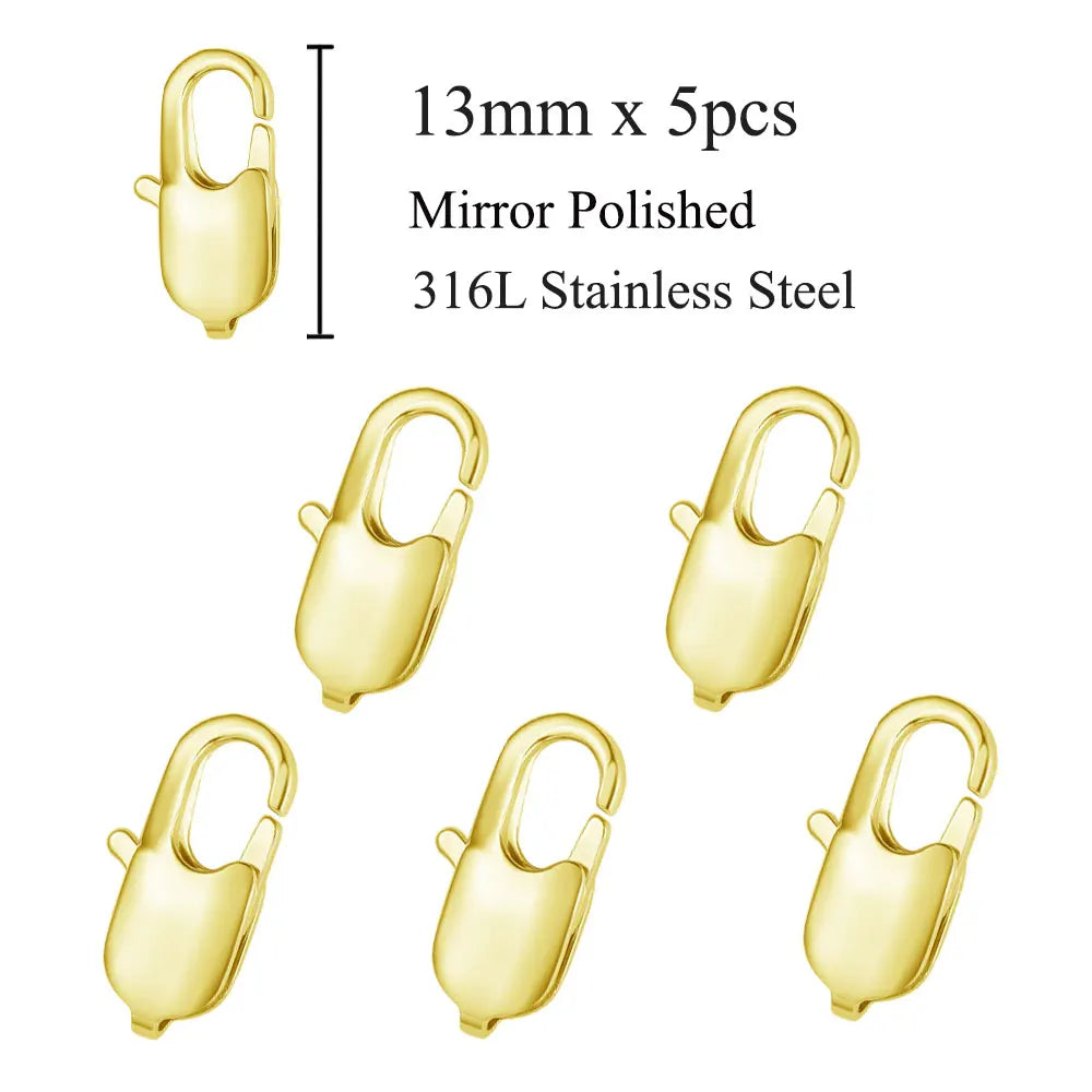 5 unids/lote de cierre de langosta rectangular de acero inoxidable de joyería para hacer collares y pulseras