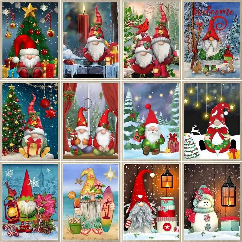 Imágenes por número, Kits de Papá Noel, pintura por números sobre lienzo, arte pintado a mano