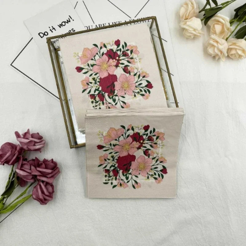 Servilletas con estampado de flores y hierba, de alta calidad