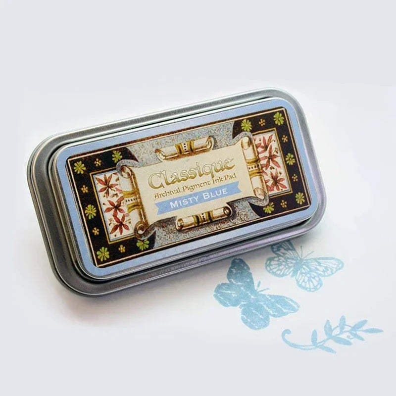 Almohadillas de tinta japonesas Classique, tinta aceitosa de Color Retro, almohadilla de tinta de secado rápido, sello de caja de Metal resistente al agua, 12 colores disponibles, 1 ud.
