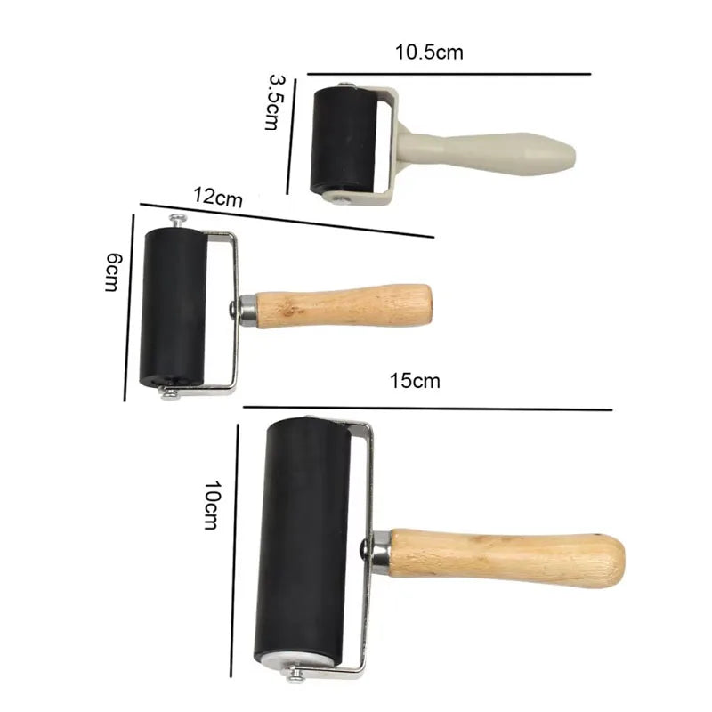3 unids/set 3,5/6/10cm rodillo de goma profesional herramienta de impresión de tinta