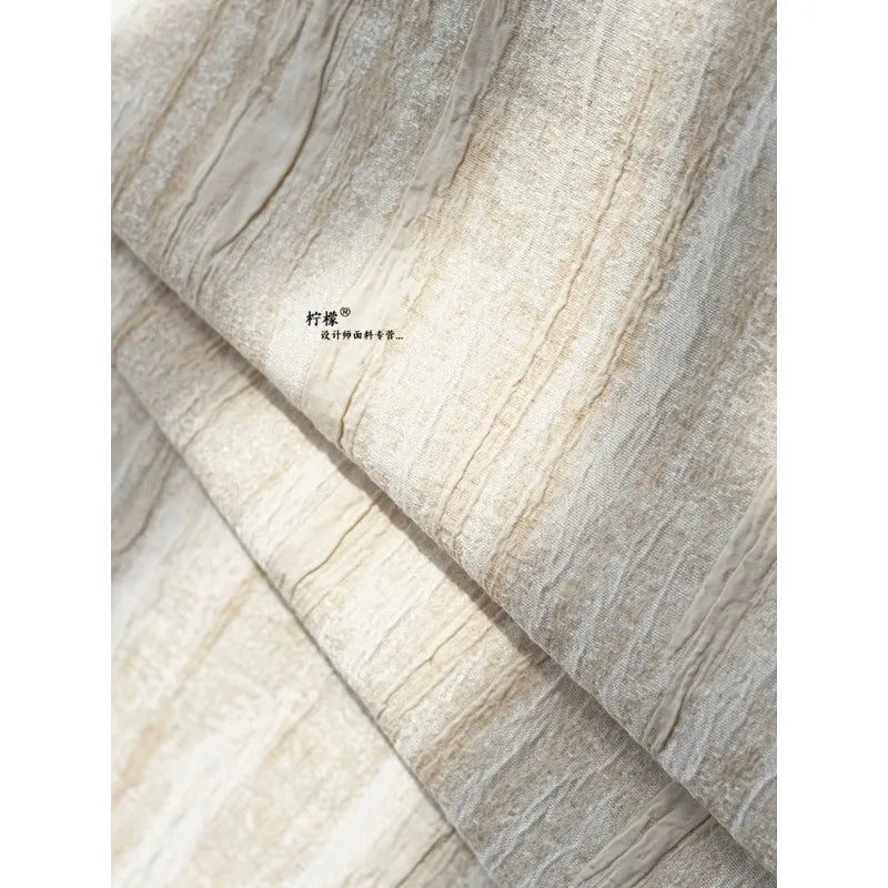 Tela de mezcla de lino y algodón blanco con textura plisada Jacquard antiarrugas