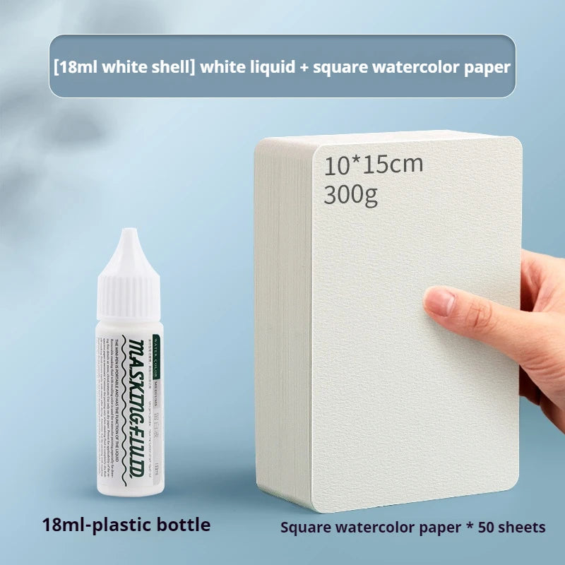 Tinta de enmascaramiento para acuarela, botella de Gel blanco líquido, tubo de aguja, pintura líquida blanca de acuarela