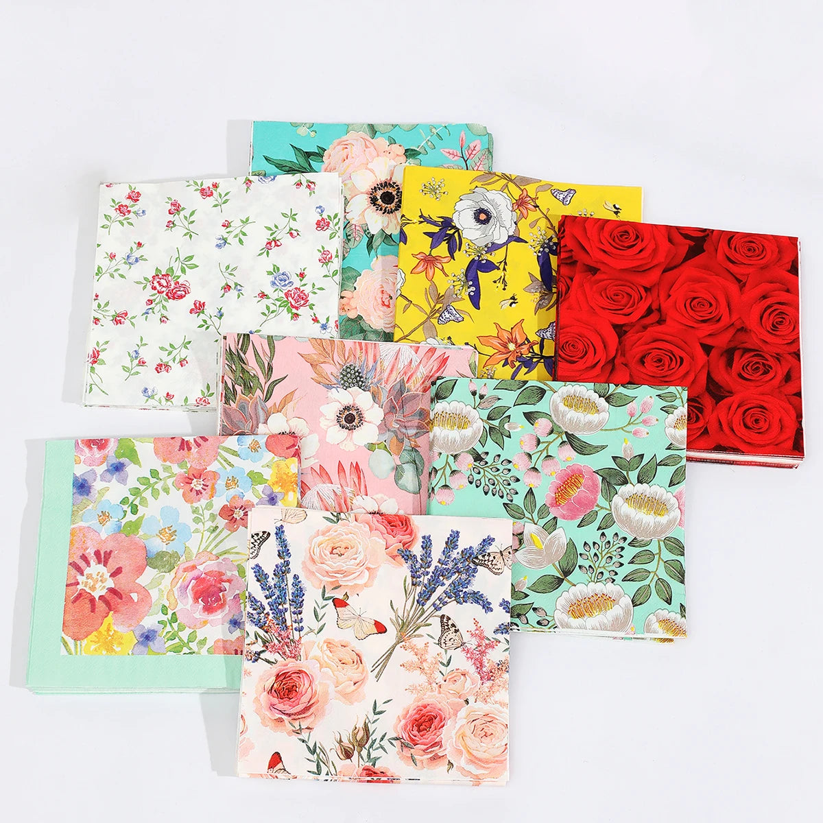Servilletas de papel de flores, decoraciones de mesa, servilletas artísticas para decoupage, servilletas desechables para fiesta