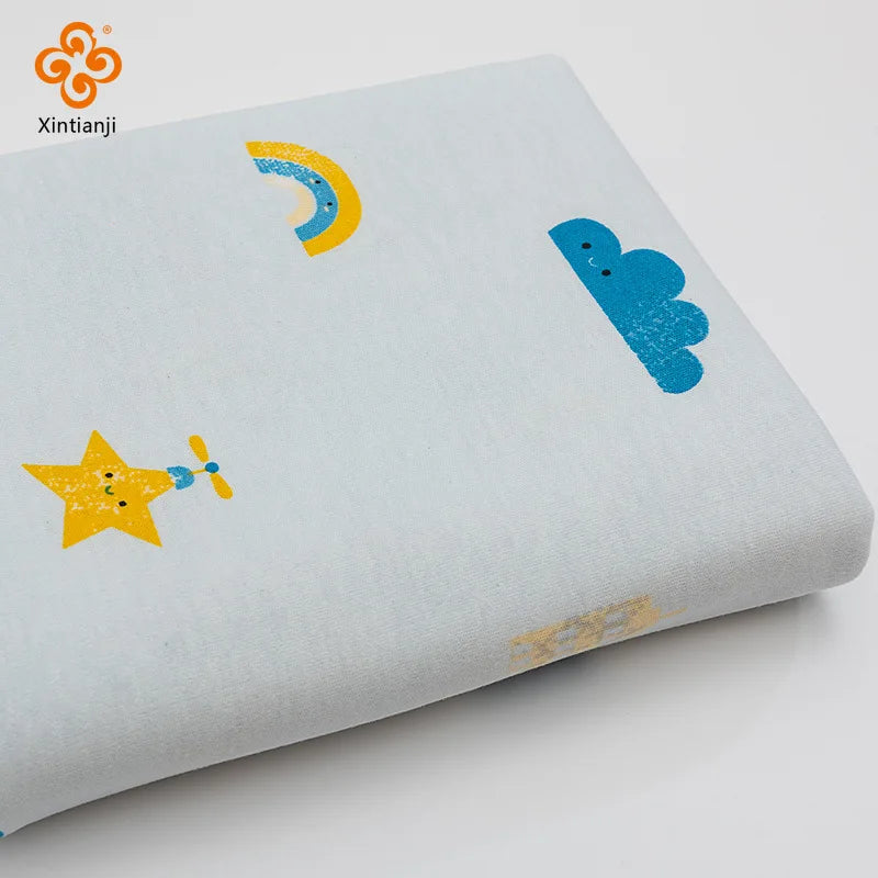 Tela de Jersey para niños de 180x50cm, tela de punto de algodón peinado con estampado de dibujos animados